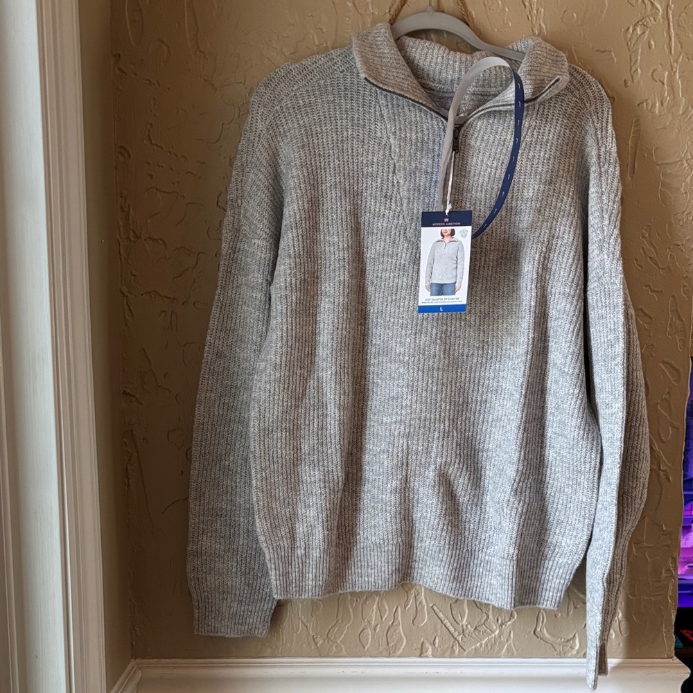 Women's Gray Quarter-Zip Sweater